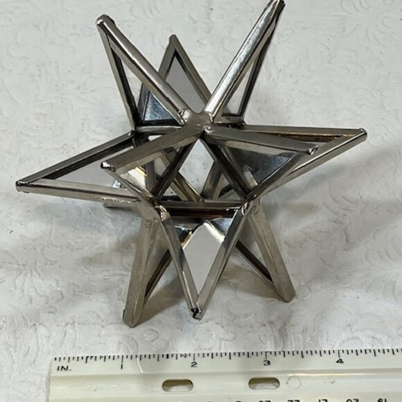 Mirror Metal 3D Star Ornament Holiday Christmas Table Mantel Decor 5" - Picture 9 of 10